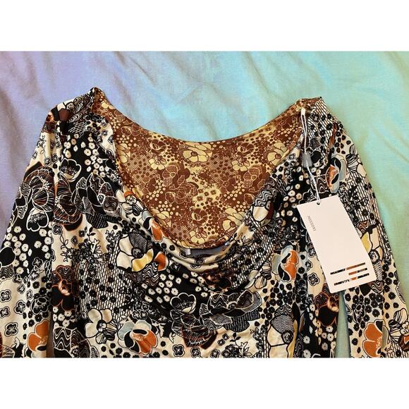 NWT Missoni 70s Style Silk Jersey Low Back Draped Long Sleeves Dress Sz 38 US 2 - Picture 4 of 11